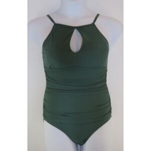 NEW Ellen Tracy Bathing suit  8 Women's Forest Green Ruched One Piece